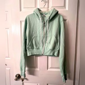 American Apparel Women's Flex Fleece Cropped Long Sleeve Zip Hoodie Size L